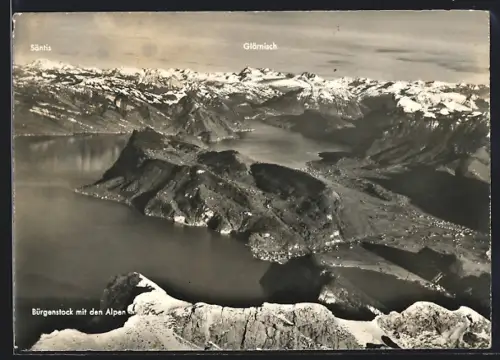 AK Bürgenstock, Panorama mit den Alpen, Säntis u. Glärnisch