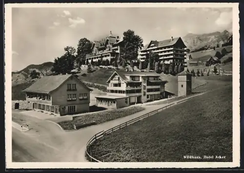AK Wildhaus, Hotel Acker mit Strassenpartie