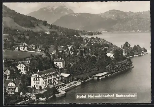 AK Beckenried, Blick über den Ort mit Hotel Nidwaldnerhof