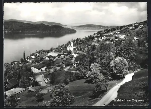 AK Walchwil am Zugersee, Teilansicht mit Kirche