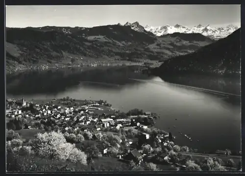 AK Oberägeri, Teilansicht mit Hochalpen