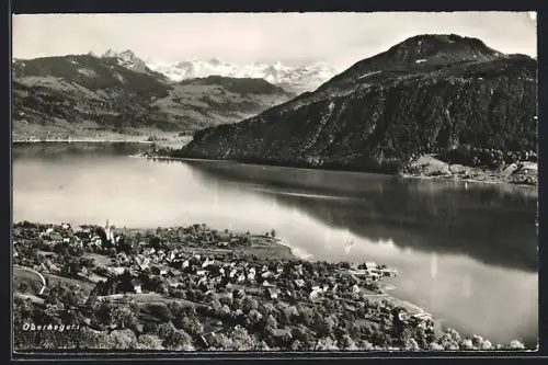 AK Oberaegeri, Teilansicht mit Bergen