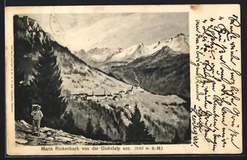 AK Maria Rickenbach, Ortsansicht von der Giebelalp aus