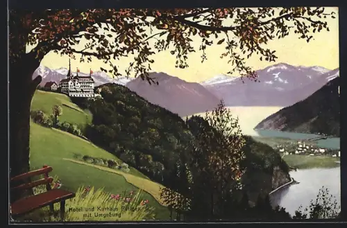 Künstler-AK Fürigen, Hotel und Kurhaus mit Umgebung