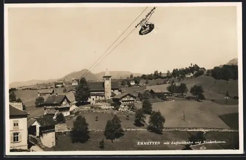 AK Emmetten, Teilansicht mit Luftseilbahn auf Niederbauen