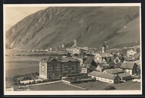 AK Andermatt, Teilansicht mit Berghang