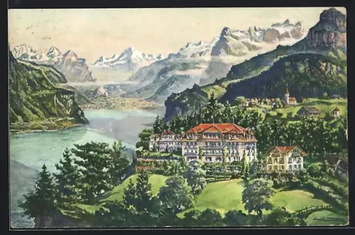 Künstler-AK Seelisberg, Hotel Pension Bellevue