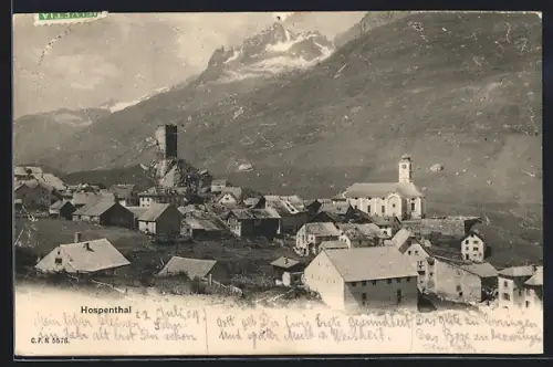 AK Hospenthal, Ortspartie mit Kirche