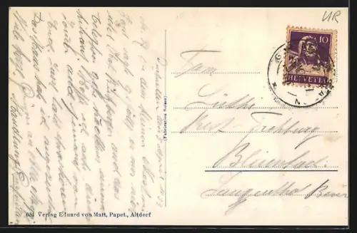 AK Gurtnellen, Totalansicht mit neuer Kirche