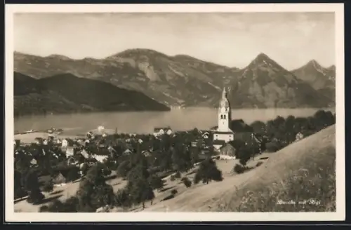 AK Buochs, Teilansicht mit Kirche und Rigi