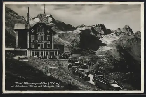 AK Klausenpasshöhe, Hotel Klausenpasshöhe mit Post-LKW