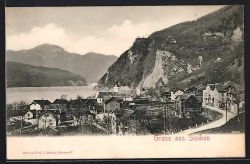 AK Sisikon, Teilansicht mit Bergen