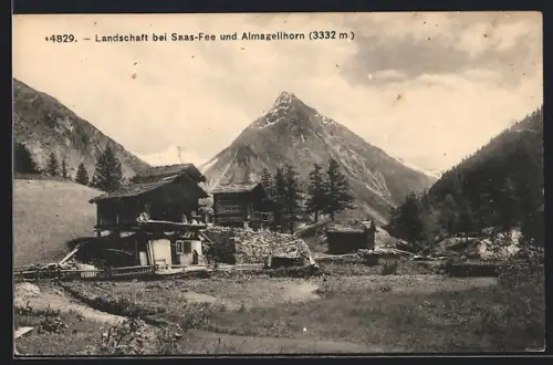 AK Saas-Fee, Landschaft mit Almagellhorn