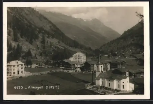 AK Almagell, Ortspartie mit Kirche