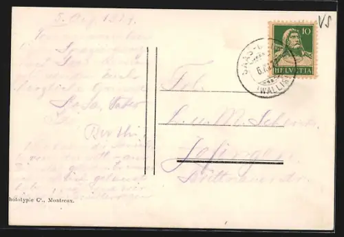 AK Almagell, Ortspartie mit Kirche