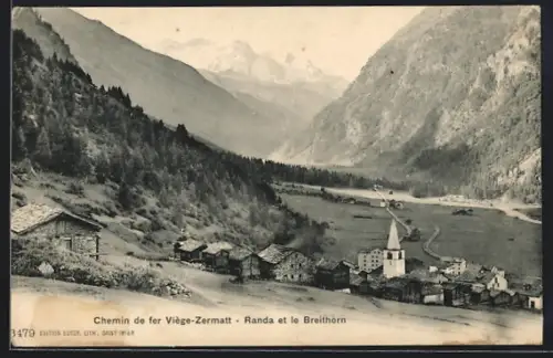 AK Randa, Chemin de fer Viège-Zermatt, Panorama et le Breithorn