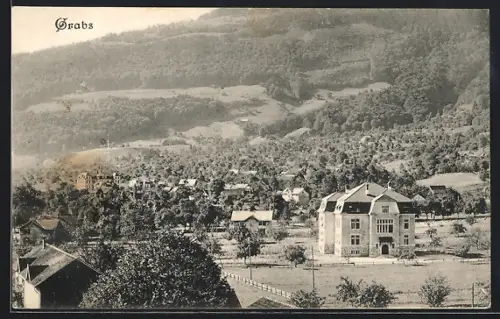 AK Grabs, Ortspartie mit Bäumen