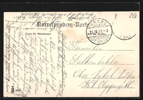 AK Grabs, Ortspartie mit Bäumen