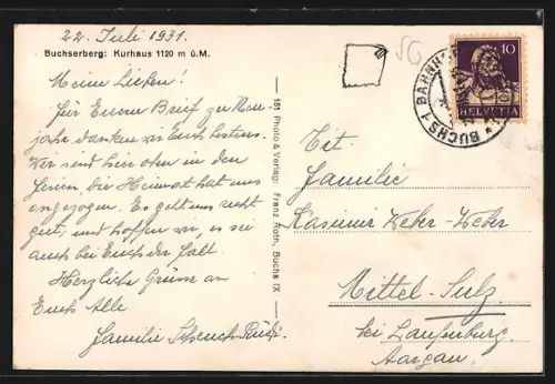 AK Buchserberg, Kurhaus mit Blumenwiese