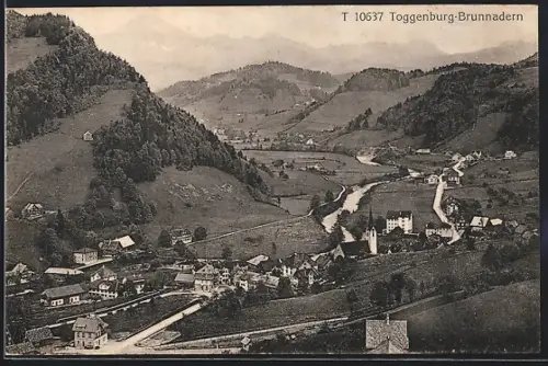 AK Toggenburg-Brunnadern, Ortsansicht aus der Vogelschau