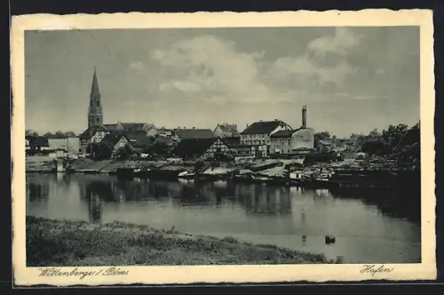 AK Wittenberge, Panorama m. Hafen