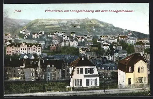 AK Jena, Villenviertel am Landgrafenberg mit dem Landgrafenhaus