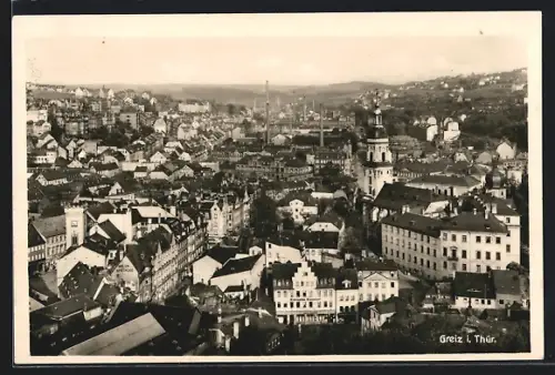 AK Greiz i. Thür., Totalansicht mit Kirche