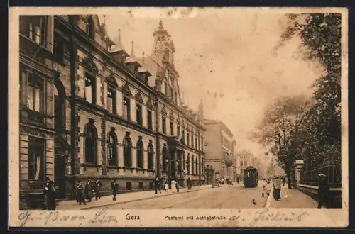 AK Gera, Postamt mit Schlossstrasse