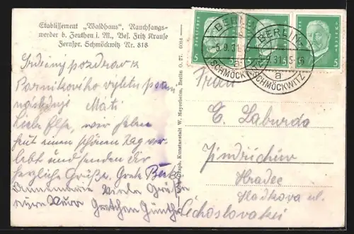 AK Berlin-Rauchfangswerder, Etablissement Waldhaus