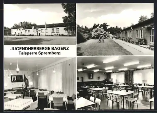 AK Bagenz /Kr. Spremberg, Talsperre, Jugendherberge, Innenansichten Klubraum und Speiseraum
