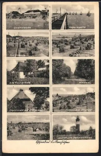 AK Kellenhusen, Strandleben, Segelregatta, Alte Fischerkate, Leuchtturm Dahmeshöved, 