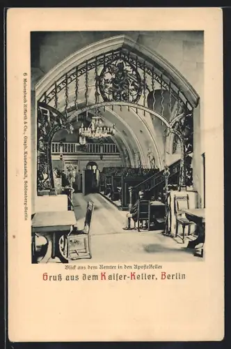 AK Berlin, Gasthaus Kaiser-Keller, Blick aus dem Remter in den Apostelkeller