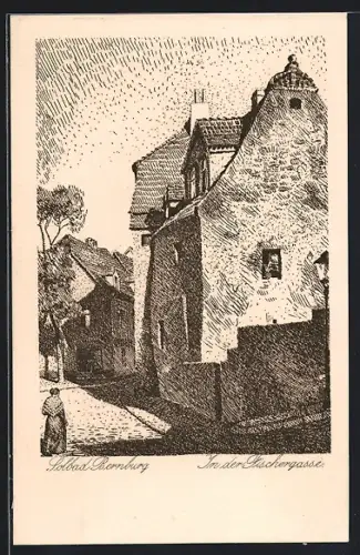 Künstler-AK Bernburg, In der Fischergasse