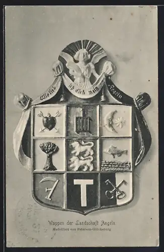 AK Glücksburg, Wappen der Landschaft Angeln von Petersen