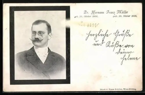AK Wien, Dr. Hermann Franz Müller, Letzter Pesttoter Wiens