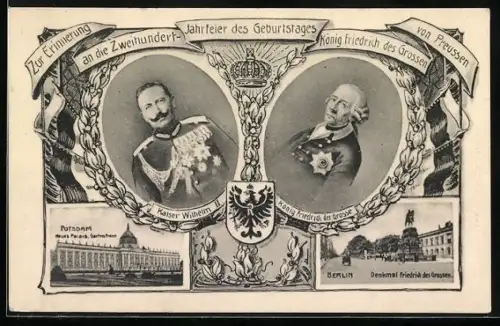 AK Erinnerung an die 200-Jahrfeier des Geburtstages König Friedrich des Grossen von Preussen