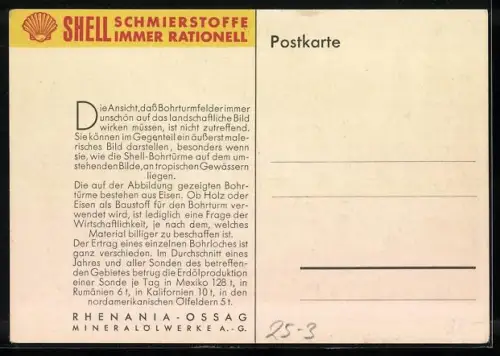 AK Rhenania - Ossa AG, Mineralölwerke AG, Shell, Ein Bohrturm an und auf dem Wasser