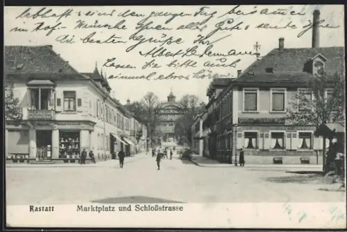 AK Rastatt, Marktplatz und Schlossstrasse