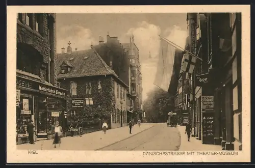 AK Kiel, Dänische Strasse mit Theater-Museum