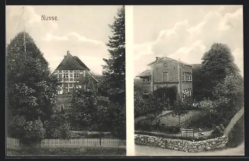 AK Nusse, Gutshaus Nusse mit Garten