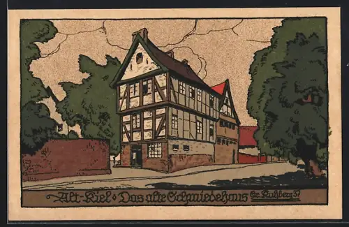 Steindruck-AK Kiel, Das alte Schmiedehaus