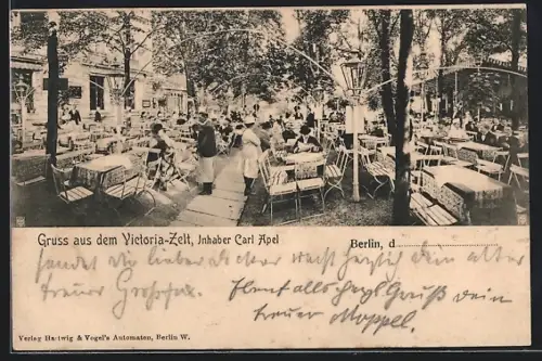 AK Berlin-Tiergarten, Gasthaus Victoria-Zelt, Inhaber Carl Apel