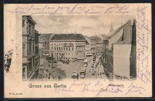 AK Berlin, Molkenmarkt, Strassenbahn