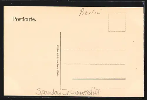 AK Berlin-Spandau, Johannesstift, Rechte Seite des Eingangs