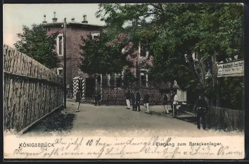 AK Königsbrück, Eingang zum Barackenlager