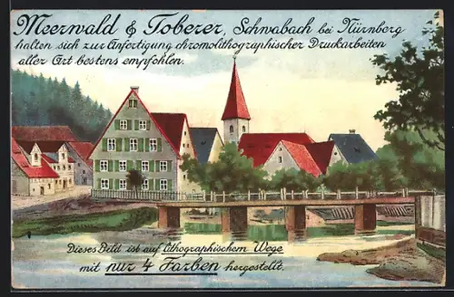 Künstler-AK Schwabach, Partie an der Brücke