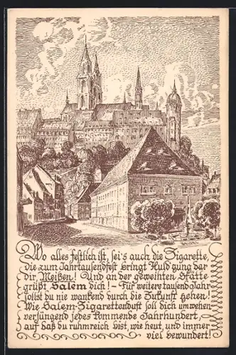 Künstler-AK Meissen, Salem Auslese, die Fest-Zigarette zur Jahrtausendfeier