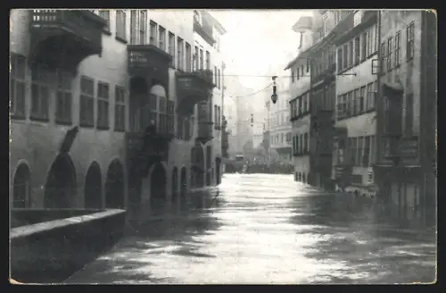 AK Nürnberg, Hochwasser in der Karlsstrasse, 5.2.1909