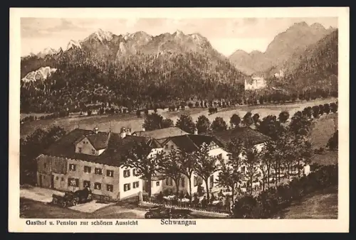 Künstler-AK Schwangau, Gasthof und Pension zur schönen Aussicht