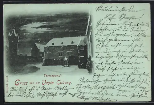 AK Coburg, Veste Coburg, Festungshof im Winter